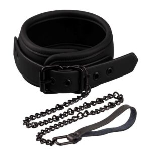 COLLAR WITH LEASH VEGAN LEATHER