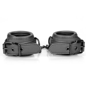 1193 INTOYOU BLACK SHADOW HANDCUFFS VEGAN LEATHER