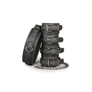 LIGATURE SET COLLAR, ANKLE AND WRISTS CUFFS BLACK