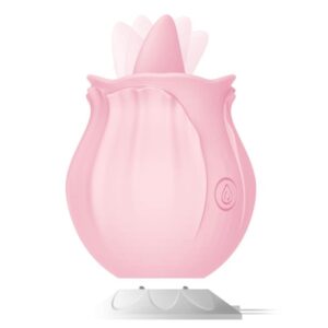 1794 TONGUE LICKING VIBRATOR PINKROSE USB CHARGE DOCK SILICONE
