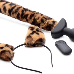 2478 KIT PLUG ANAL VIBRADOR GIRATORIO LEOPARDO CARO DE CABELO