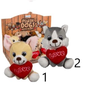 18753 SITTING PLLUSH DOGS WITH HEART