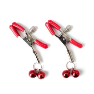 GRAMPOS MAMILO COM SINOS DE METAL VERMELHO
