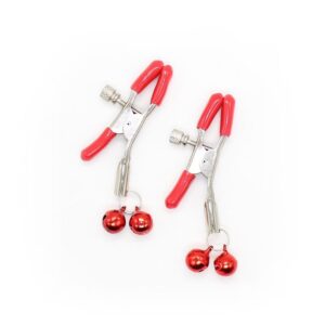 GRAMPOS MAMILO COM SINOS DE METAL VERMELHO