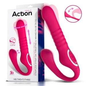 VIBRADOR DUPLO COM PULSAÇÃO E EMPUXO FLEXÍVEL 180º