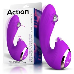 VIBRADOR COM BOLA PULSANTE E LÍNGUA ESTIMULANTE