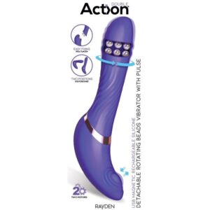 16103 VIBRADOR ACTION RAYDEN COM PULSACAO E BOLAS INTERNAS DESTACAVEIS ​​EM DUAS POSICOES