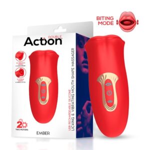 EMBER LAMBENDO E VIBRANDO FORMA DE BOCA MASSAGEADOR USB SILICONE
