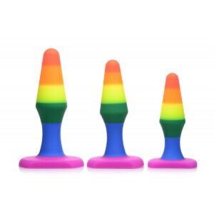 Conjunto de plugue anal de 3 peças de silicone Rainbow