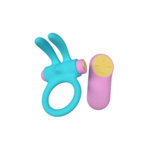 ANEL VIBRADOR RINY COM CONTROLE DE SILICONE AZUL USB