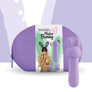 VIBRADOR DE MASSAGEM MISTER BUNNY COM 2 TAMPAS ROXO