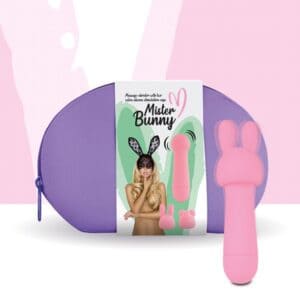 VIBRADOR DE MASSAGEM MISTER BUNNY COM 2 TAMPAS ROSA