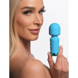 MINI VARINHA RECARREGÁVEL MASSAGER SILICONE AZUL