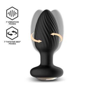 DRAGO BUTT PLUG VIBRAÇÃO, MOVIMENTO TWISTER 360º E CONTROLE REMOTO