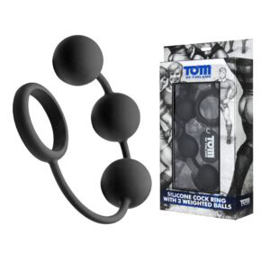 Silicone Cock Ring With 3 Weighted Balls - Black