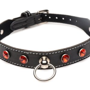 RED STONES CHOKER NECKLACE WITH RING