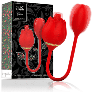 Vibrador duplo com design de flor e ovo vibratório para prazer intenso e estimulação dupla.