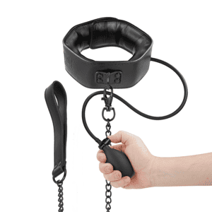 Coleira inflável de estrangulamento com corrente para jogos BDSM. Material seguro e confortável para.