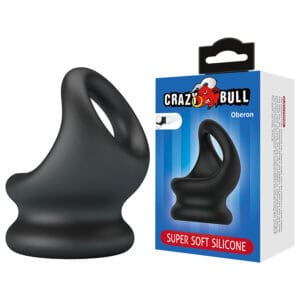 Anel de suporte para pênis e testículos em silicone macio, ideal para maior prazer e resistência.