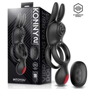 1 konny anillo vibrador doble con conejito y control remoto