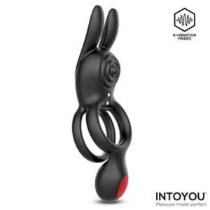 2 konny anillo vibrador doble con conejito y control remoto