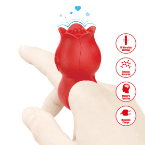 Pretty Love Jae – Vibrador de dedo em forma de rosa vermelho – vista 2