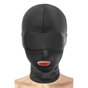 Fetish Tentation – Capuz preto elástico com abertura na boca – vista 2
